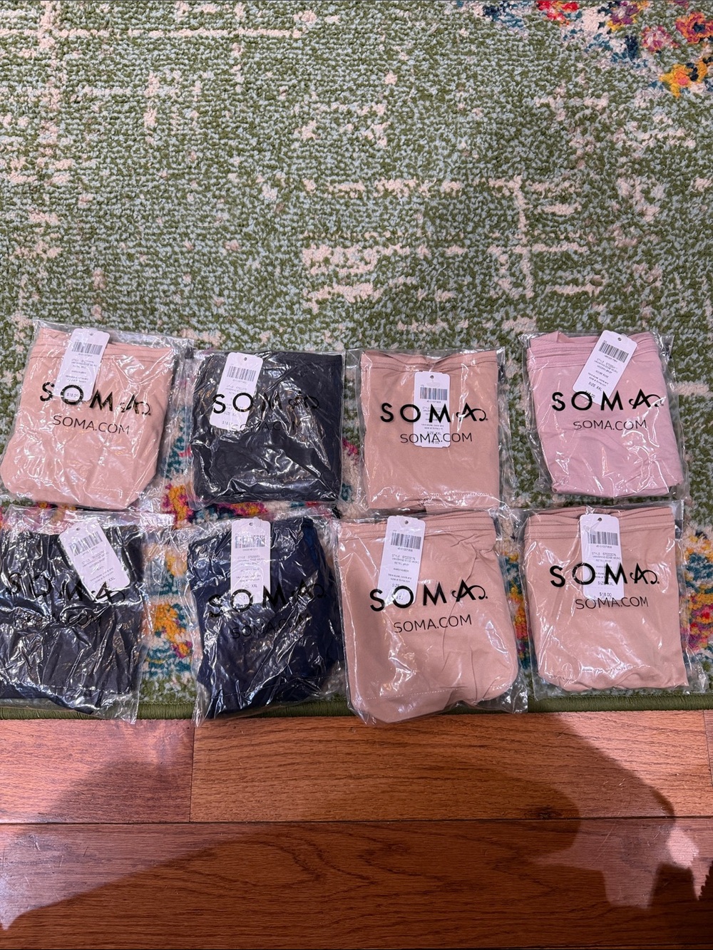 Soma Women's Seamless Panty Pack in Nude, Black, and Pink